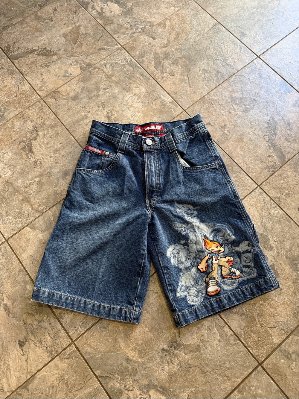 Vintage Y2K JNCO Flamehead Graphic Jean
Shorts Youth Size 10 Skater Retro